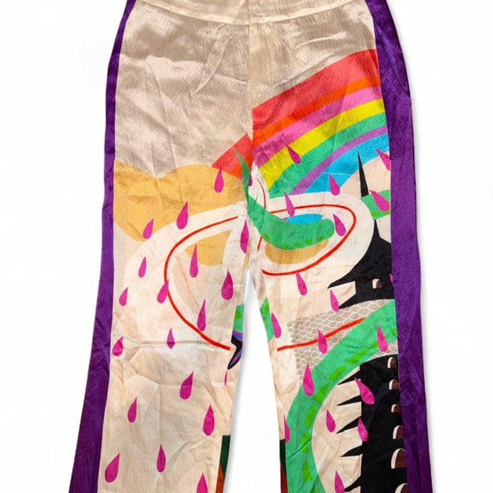RARE*** NWTJudy Zhang 100% Silk Rainbow Snake Pants Avant Garde Art Trousers